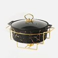 thumbnail image 1 of buffet set, ceramic marble finish with glass lid and buffet warmer, black, 1 of 4