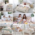 thumbnail image 5 of Queen 4 Piece Bedding Set Pastoral Watercolor Flower Leaves Soft Breathable Duvet Cover and Pillowcase, Hanging Floral on Burlap Duvet Cover Set Bed Sheets for Bedroom Dormitory Guest Room, 5 of 9