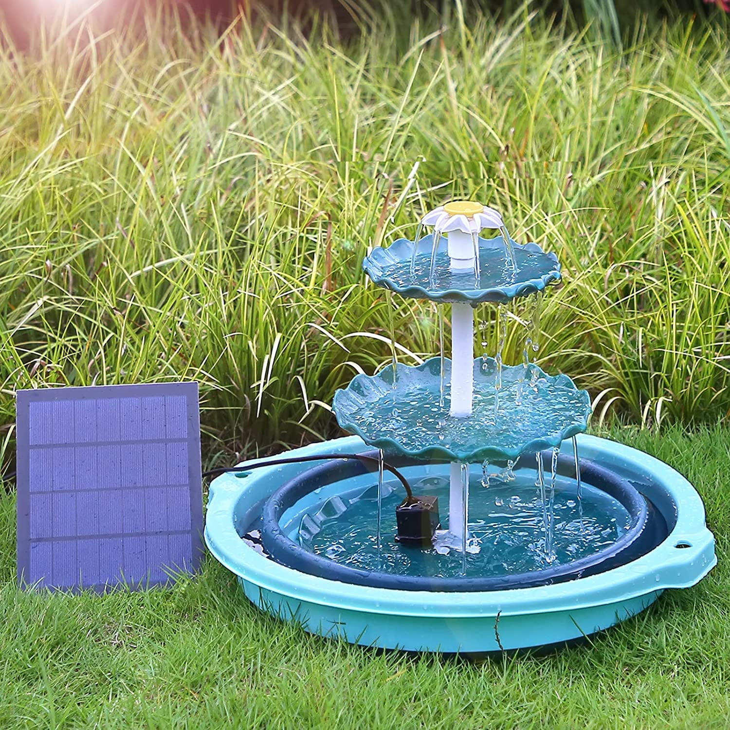 AISITIN 3 Tiered Bird Bath with 3.5W Solar Pump, DIY Solar Fountain  Detachable and Suitable for Bird Bath, Garden Decoration, Outdoor Bird  Feeder 