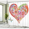 thumbnail image 5 of Ambesonne Hippie Shower Curtain, Colorful Peace Heart, 69"Wx70"L, Multicolor, 5 of 5