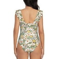 thumbnail image 6 of Yiaed Daisy Print Women's Ruffled One Piece Swimsuit V Neck Swimwear Slimming Monokini for Woman-Large, 6 of 8