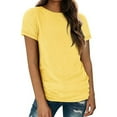 thumbnail image 2 of jiaxiM Tops for Women Solid Womens T Shirts Short Sleeve Tshirts Soft Basic Tees Shirts for Women Trendy Spring Summer Trendy Outfits,Yellow, 2 of 4