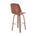 thumbnail image 5 of Arabela 26" Gray Faux Leather and Walnut Wood Swivel Bar Stool, 5 of 10