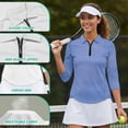 thumbnail image 6 of Uorisanigo Blue Athletic Polo Workout Tops for Women Size S Fashionable Zipper Neck Quick Dry Athletic Polo Shirts Stylish 3/4 Roll Sleeve Outing Wear Pullover for Workout Sports, 6 of 7