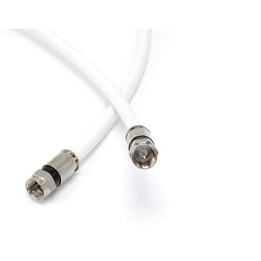 75' Feet, White RG6 Coaxial Cable (Coax Cable) with Weather Proof Connectors, F81 / RF, Digital Coax - AV, Cable TV, Antenna, and Satellite, CL2 Rated, 75 Foot
