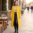thumbnail image 6 of Rexolia Women's Wool Blend Coat Long Sleeve Notch Lapel Long Trench Fall Winter Office Yellow Women, 6 of 7
