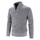 thumbnail image 2 of Suéter de manga larga para hombre, jersey de cuello medio alto con cremallera de talla grande y terciopelo para otoño e invierno, 2 of 5