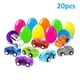 thumbnail image 5 of Huevos de Pascua rellenos de 20 piezas con coches de juguete, huevos de Pascua coloridos y brillantes, precargados con varios vehículos extraíbles, 5 of 5