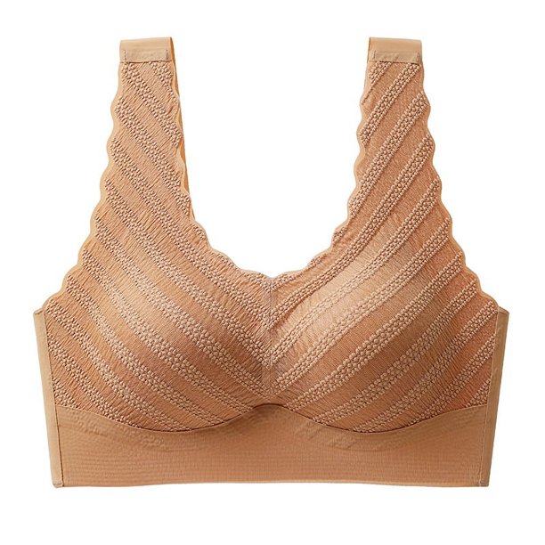 Sujetador deportivo sin costuras con copas fijas de látex de talla grande para mujer, ropa interior de encaje con burbujas vivas, chaleco de belleza inalámbrico fruncido
