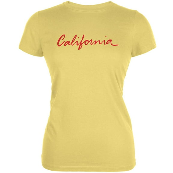California License Plate Yellow Juniors Soft T-Shirt - X-Large