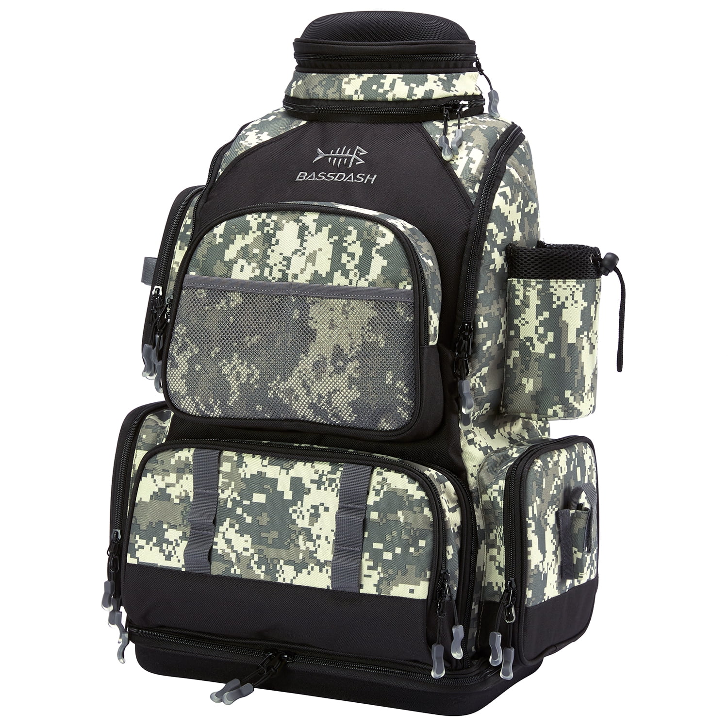 Bassdash Water Resistant Lightweight Tactical Fishing Tackle Backpack with Soft Tackle Box and Rain Cover