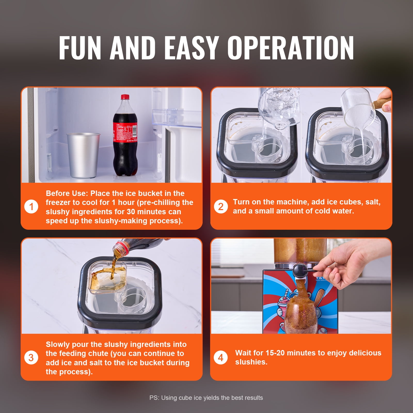 VEVOR Slushy Machine for Home, 34oz Tank Home-use Margarita Machine, Smoothie Frozen Drink Maker with Food-grade Materials, Slushie Machine for Home DIY, Kids Parties, Black