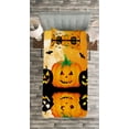 thumbnail image 3 of Ambesonne Halloween Quilted Bedspread Set 2 Pcs, Scary Pumpkin, Twin Size, Orange Black, 3 of 3