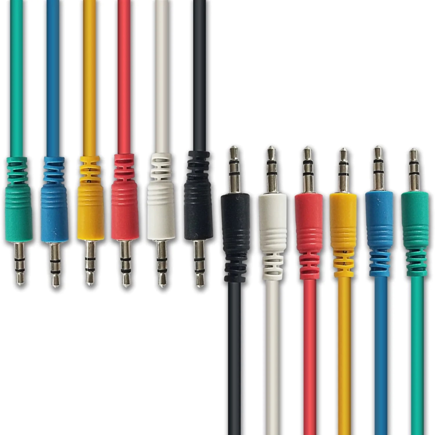 AxcessAbles 1/8 (3.5mm) TRS to 1/8 (3.5mm) TRS Balanced Minijack Stereo Patch Cables 6Pack
