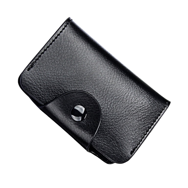 WHAMVOX Card Pouch 3X5In Small Pouch With Zip Black Leather