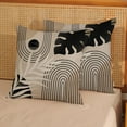 thumbnail image 2 of Black Boho Pillow Covers 20x20 Inch 2 Pcs Beige Brown Tropical Leaf Mid Century Summer Outdoor Decor Throw Pillows Modern Geometry Farmhouse Decoration Pillowcase Linen Cushion Cover for Couch, 2 of 6
