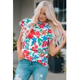 thumbnail image 2 of ABPHQTO Top de mujer con volantes en el cuello y manga con volantes en estampado floral blanco, 2 of 5