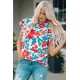 thumbnail image 2 of ABPHQTO Top de mujer con volantes en el cuello y manga con volantes en estampado floral blanco, 2 of 5