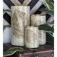thumbnail image 3 of DecMode 3 Holder Gold Metal Leaf Cutout Decorative Candle Lantern with Gold Interior, Set of 3, 3 of 11