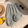 thumbnail image 2 of Girls Pants Toddler Plaid Striped Elastic Casual Pants Summer Lightweight Proof Green 3-4 Years, 2 of 5