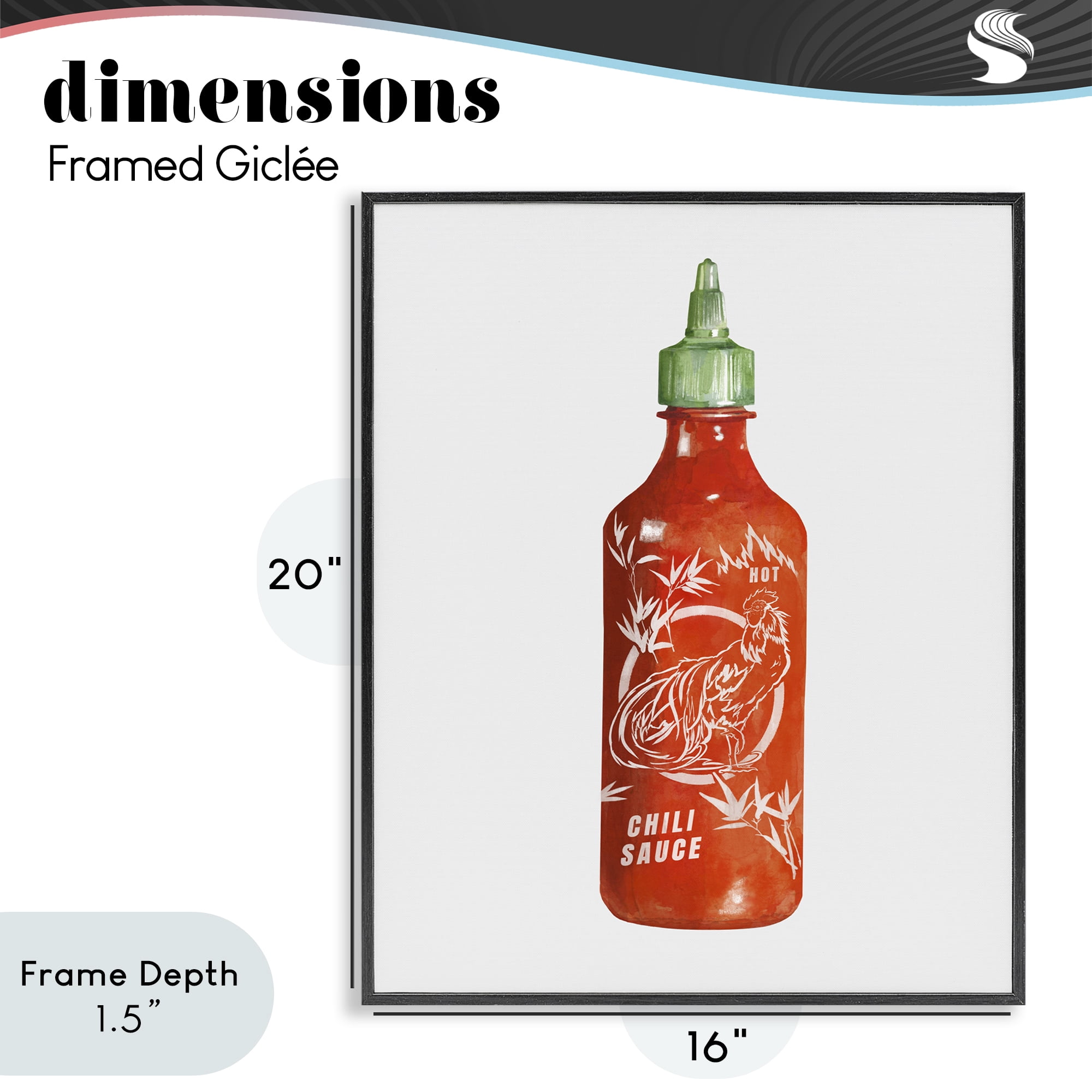 Stupell Industries Iconic Hot Sauce Bottle Black Framed Giclee Art, design by Rylen McNett