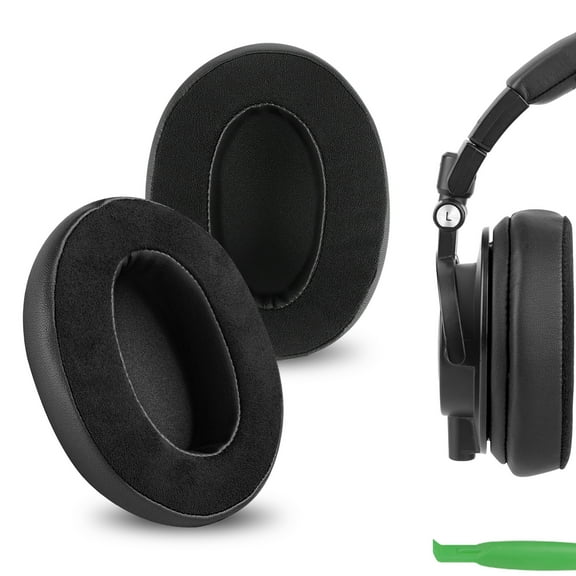 Geekria Comfort Hybrid Velour Replacement Ear Pads for Audio-Technica ATH-M50X, M50xBT2, M60X, M50S, M50cwh, M45, M30X, M20X Headphones, Ear Cushions, Repair Parts (Black)