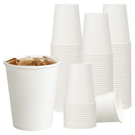 HYG 100 Pcs Paper Coffee Cups Disposable to Go Cups Bulk White Hot /Cold Drinking Cups Thickened Beverage Cup for Home Office Cafes Bistros (12 OZ)