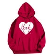 thumbnail image 6 of Yteetum Valentine Gift Woem's Valentines Heart Print Hoodies Plus Size Drawstring Hooded Sweatshirt Top Womens Casual Solid Overszied Graphic Printed Loose Comfy Hood Fall Spring Clothes, 6 of 6