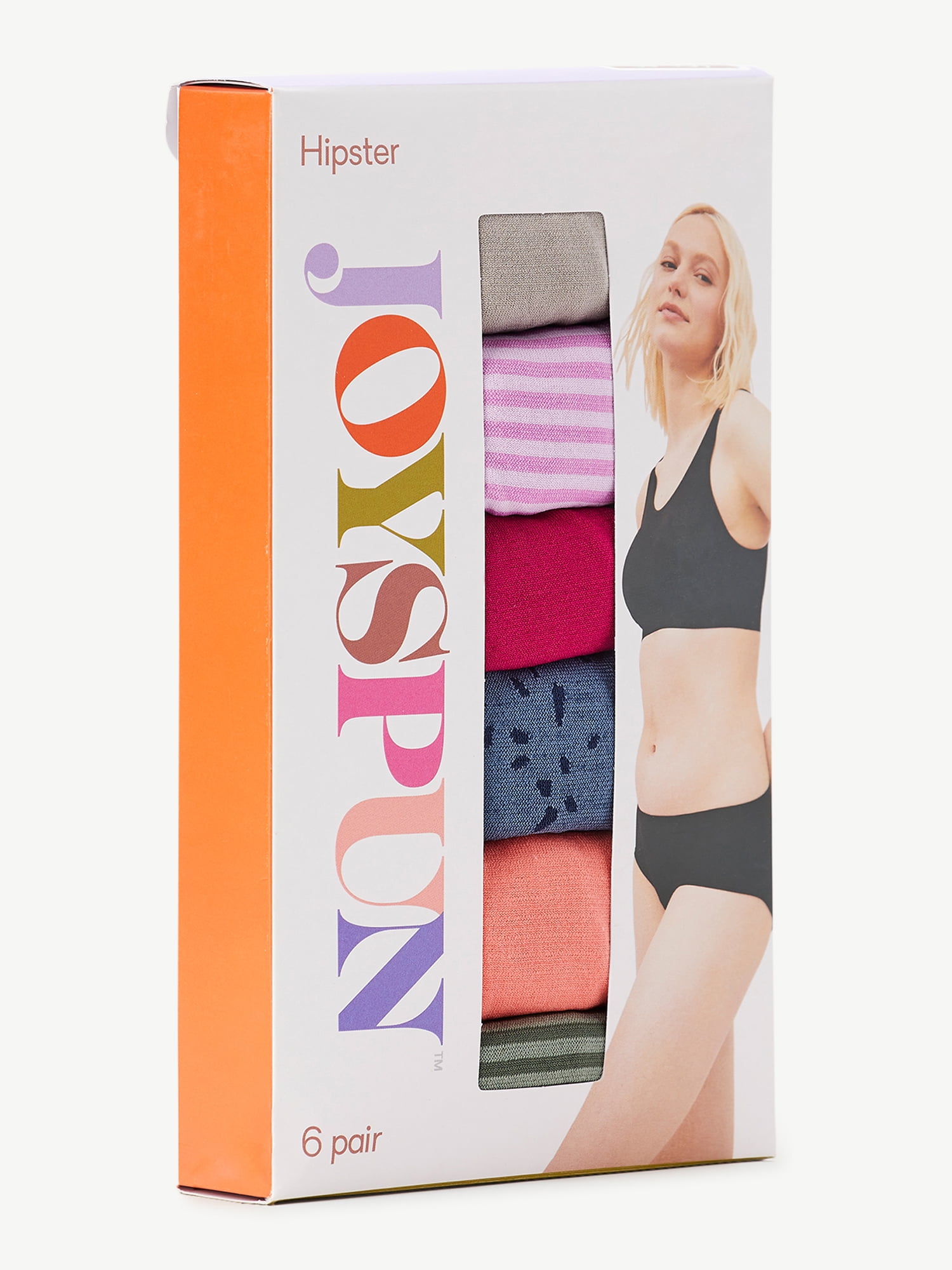 Joyspun Women's Seamless Hipster Panties, 6-Pack, Sizes XS to 3XL