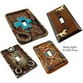 thumbnail image 7 of Urbalabs Western Cowboy Horse Rustic Metal Textured Rust Decorative Light Switch Outlet Wall Plate Covers Country Home Rustic Light Switch Covers Single Double 2 Gang Switch Plates (Single Switch), 7 of 7