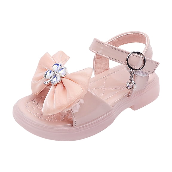 KPOPLK Girls Sandals Open Toe Cute Flats Dress Sandals Summer Cross Strappy Shoes Toddler/Little Kid/Big Kid Size 7,Pink