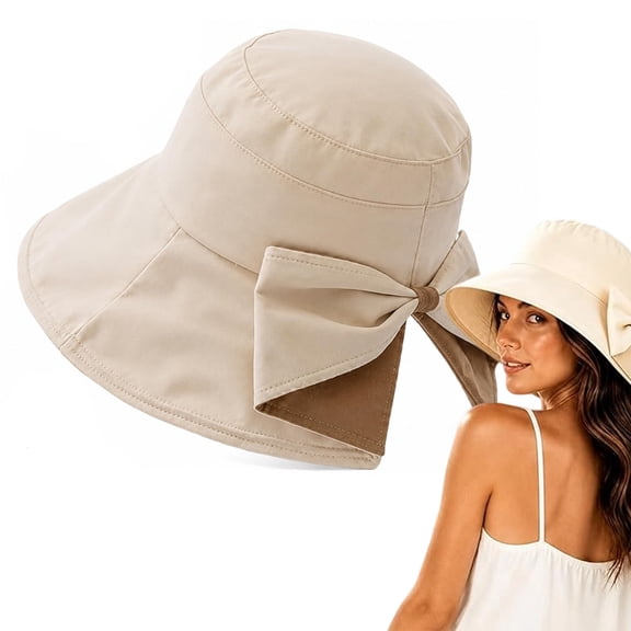 Women's Bowknot Wide Brim Sun Protective Hat – Foldable, 360° Protection UV Protection Breathable Summer Travel Beach Hat