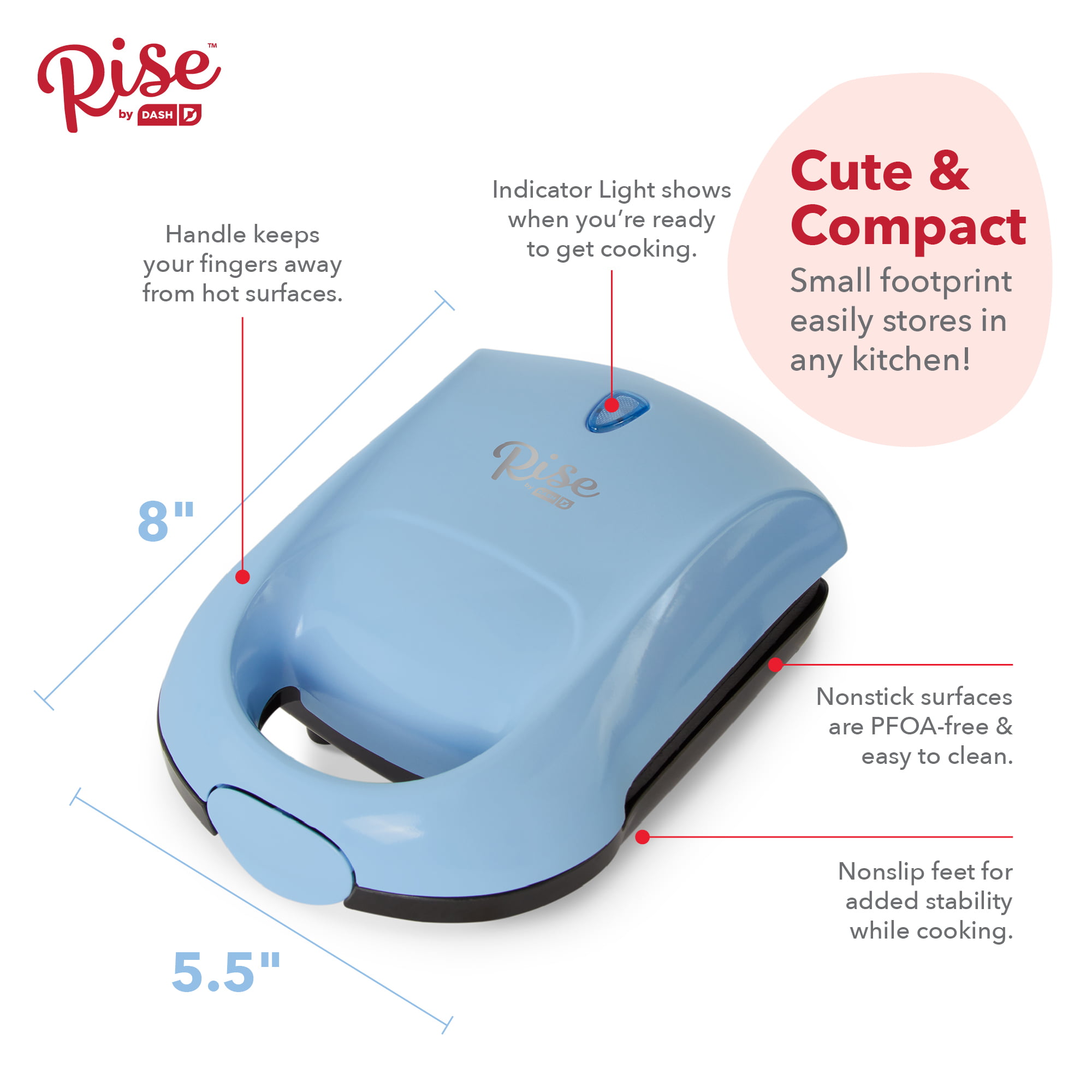 Rise by Dash RPM100GBRR06 Pocket Sandwich Maker, Red