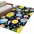 thumbnail image 2 of Summer Beach Washable Area Rugs 3'x5', Ocean Starfish Shell Coastal Conch Lemon Flowers Black Low Pile Throw Living Room Rug Non-Slip Sturdy Edge Binding Carpet for Indoor Entryway Bedside Kitchen, 2 of 9