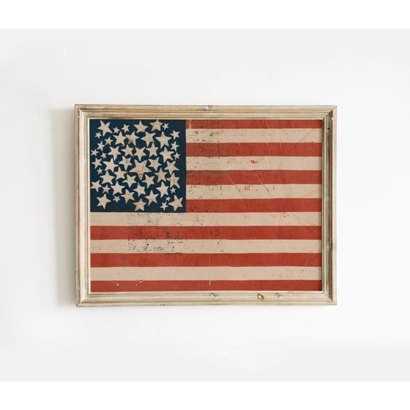 Vintage American Flag Wall Art, Patriotic Usa Decor Print For 4Th Of July, Cottagecore & Preppy Aesthetic, Art Poster Decor, Unframed Poster Size 8x12