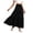Black, variant on Summer Women's A line Long Skirt Solid Color Elastic Waist Wave Wrinkle Flowy Cut for Daily Leisure Casual Dressing