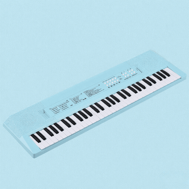 Clavier Électronique Mini à 61 Touches avec 8 Voix, 5 Rythmes, 5 Effets d'Instruments et 6 Chansons de Démo - Double Alimentation (Pile USB/3*AA, Non Incluse) - Comprend Microphone et Câble USB - Construction en Plastique -