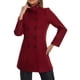 thumbnail image 1 of Abrigos de trench de invierno Inspire Chic para mujeres, abrigo de doble botonadura con cuello de pie, tamaño XS, color burdeos, 1 of 6