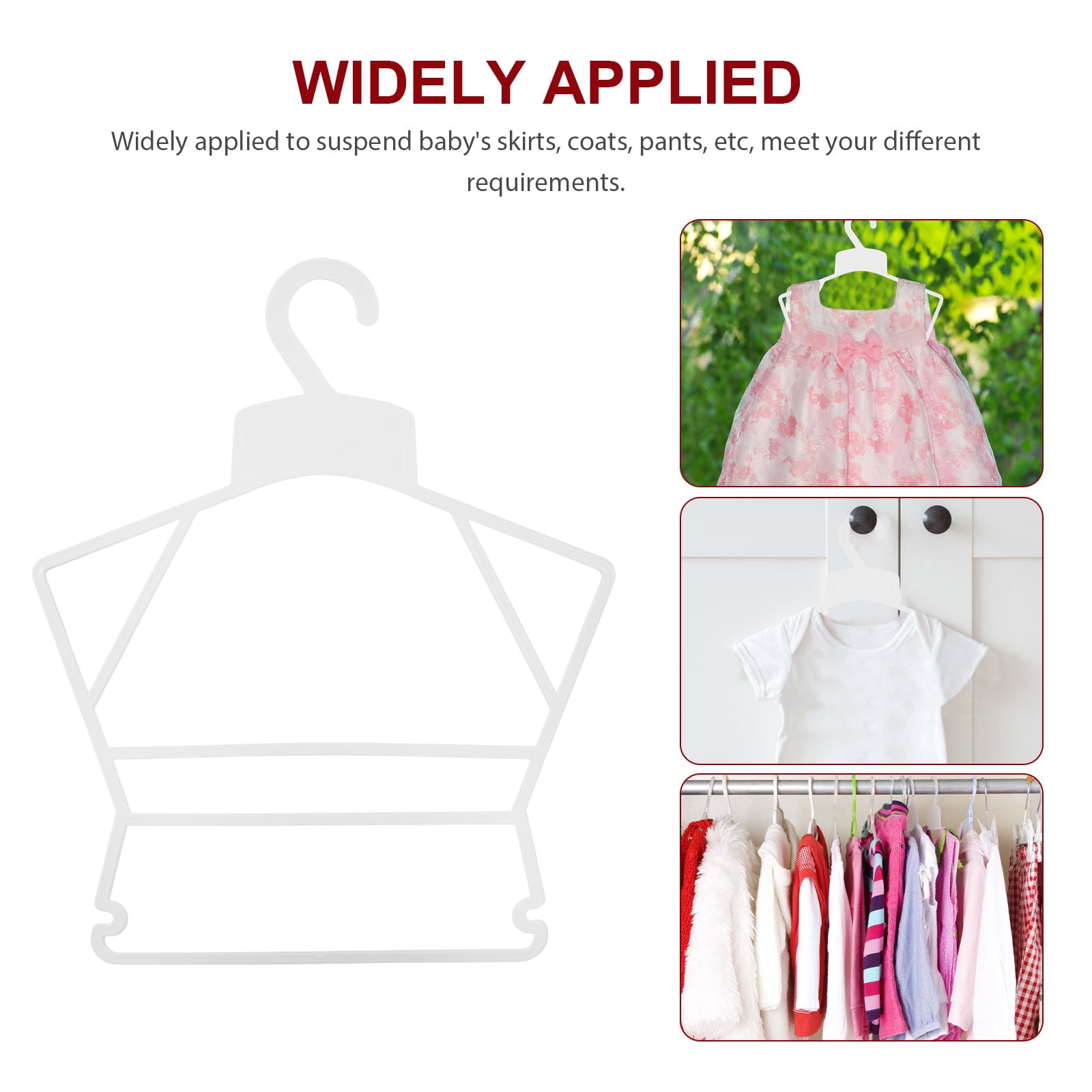 Raindrops 10Pcs Plastic Baby Clothes Hangers White Non Slip for Kids 15.0x12.3x0.1in