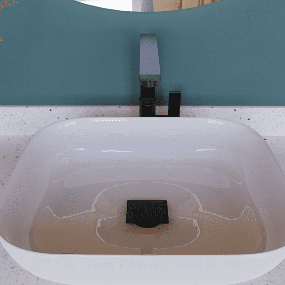 DAX Square Vanity Sink Pop-up Drain without Overflow Brass Body Black Finish