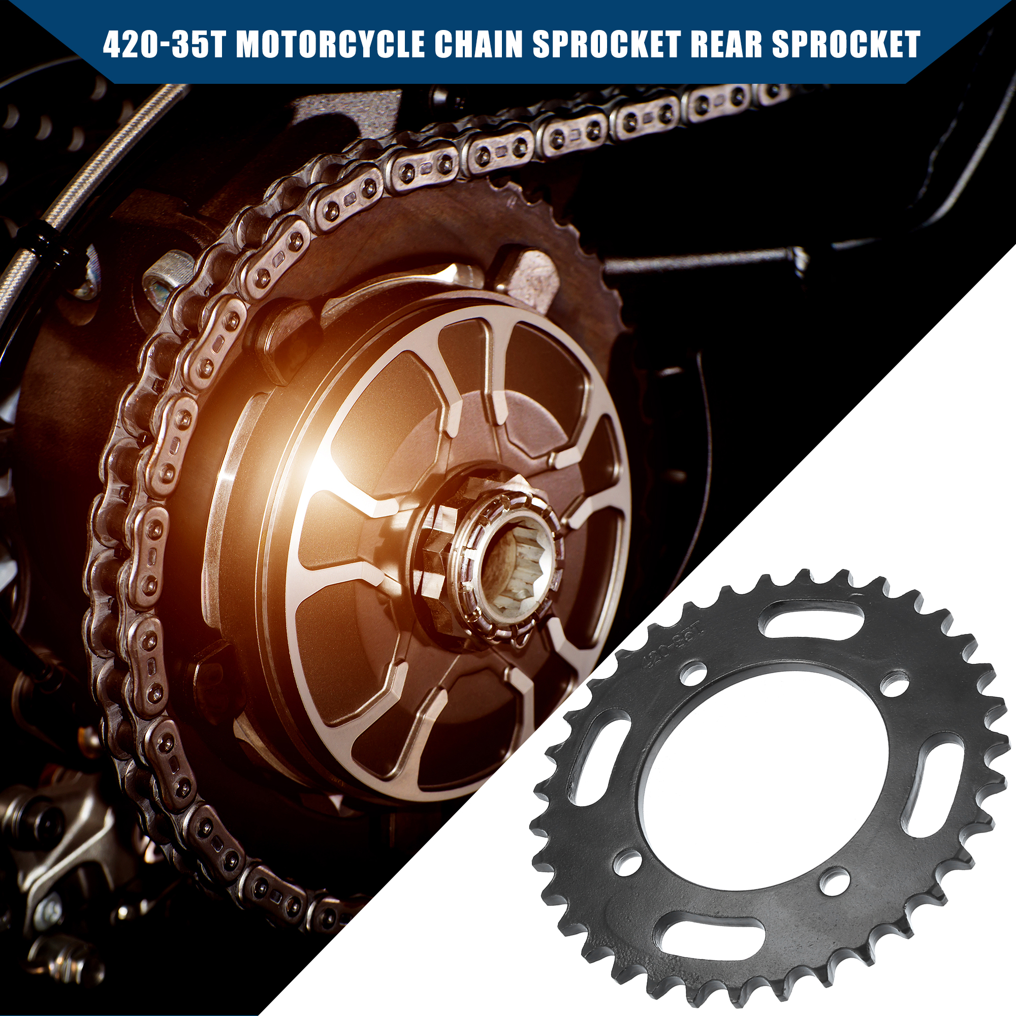 Unique Bargains Motorcycle Chain Sprocket for Dirt Bikes and ATVs Black 35 Teeth