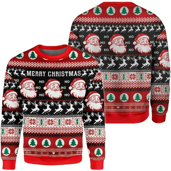 Santa Claus Deer Christmas Sweatshirt, Festive Holiday Sweater, Warm Winter Pullover, Xmas Party Outfit, Family Matching Christmas Gift Idea