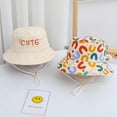thumbnail image 3 of Fortune 1 Piece Children Double Sided Bucket Hat Cute Letter Embroidered Fisherman Cap Sun Hat, 3 of 7