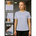 thumbnail image 4 of Women Athletic Workout Swim Shirt UPF50 Lightweight Short Sleeve Sun Tshirt light Grey-XXL, 4 of 8