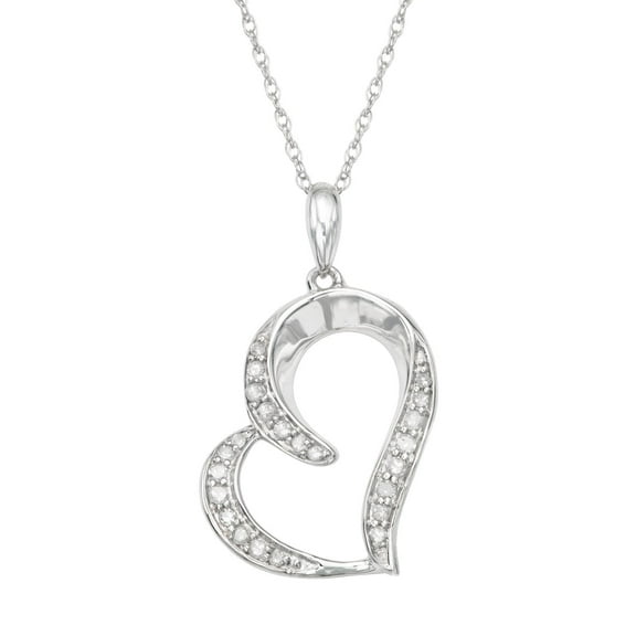 Sterling Silver 0.12 Cttw Diamond Heart Necklace (I-J, I1-I2)
