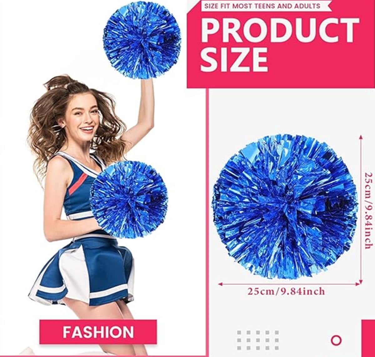 EONQY Plastic Cheerleading Poms, 4Pcs Super Cute Cheerleading pom poms Cheer Dance Pom Pom for Game, Sports, Aerobics