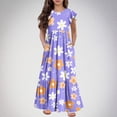 thumbnail image 2 of Yanlir Robe d'Été à Volants pour Filles 4-14 Ans, Robes Trapèze pour Enfants Sans Manches à Col Rond, Robe Soleil pour des Tenues Confortables et Stylées (Violet#6, 6 Ans), 2 of 5