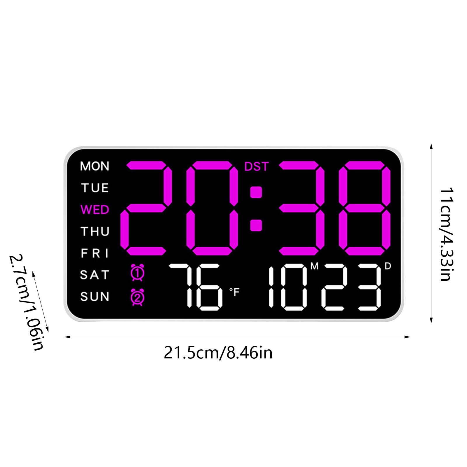 8.5" Large Display Digital Wall Clock, Digital Alarm Clock, with Date, Temperature, Auto DST, Modern Decor Design for Desk, Wall, Room, Bedroom, Gift, Yougster and Elderly