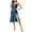 Blue, variant on QUINDOS Womens Satin Pajamas Silk Knee Length Nightgowns for Women Sling High Fork Suspenders Casual Solid Slim Club Wear Night Dress