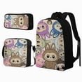 thumbnail image 2 of LA BU Backpack, 3Pcs Anime Cartoon Backpack Cute Bookbag Set with Lunch Box and Pencil Case, 2 of 5
